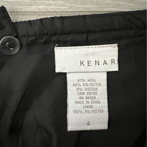 Kenar size 4 Gray Black Plaid Knit Wool Blend Skirt Zippered Accents Lined - Picture 2 of 6